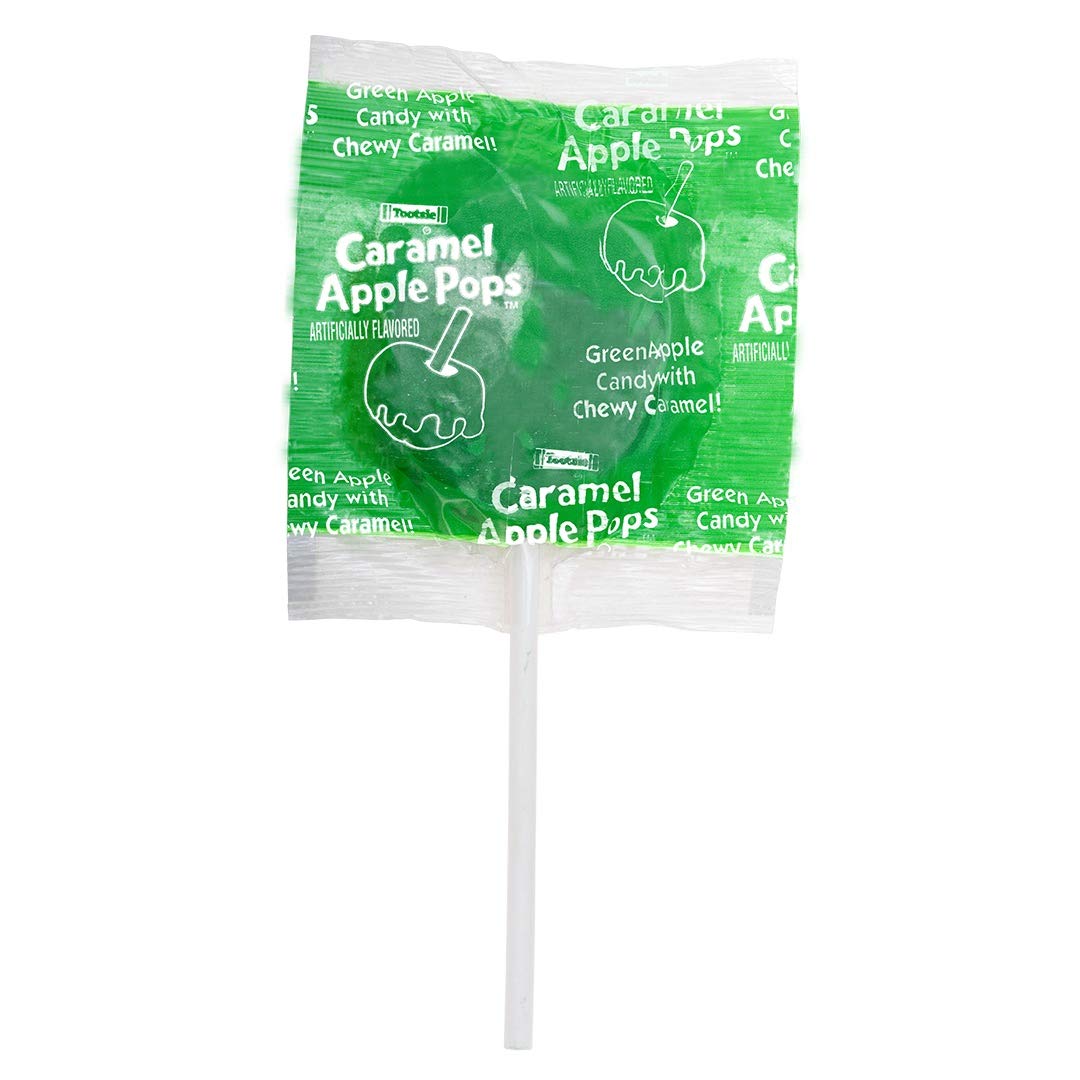 Tootsie Roll Caramel Apple Pops individually wrapped for convenient on-the-go sharing.