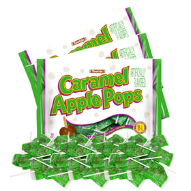 Tootsie Roll caramel apple pops on a display, ideal for shareable fall snacks