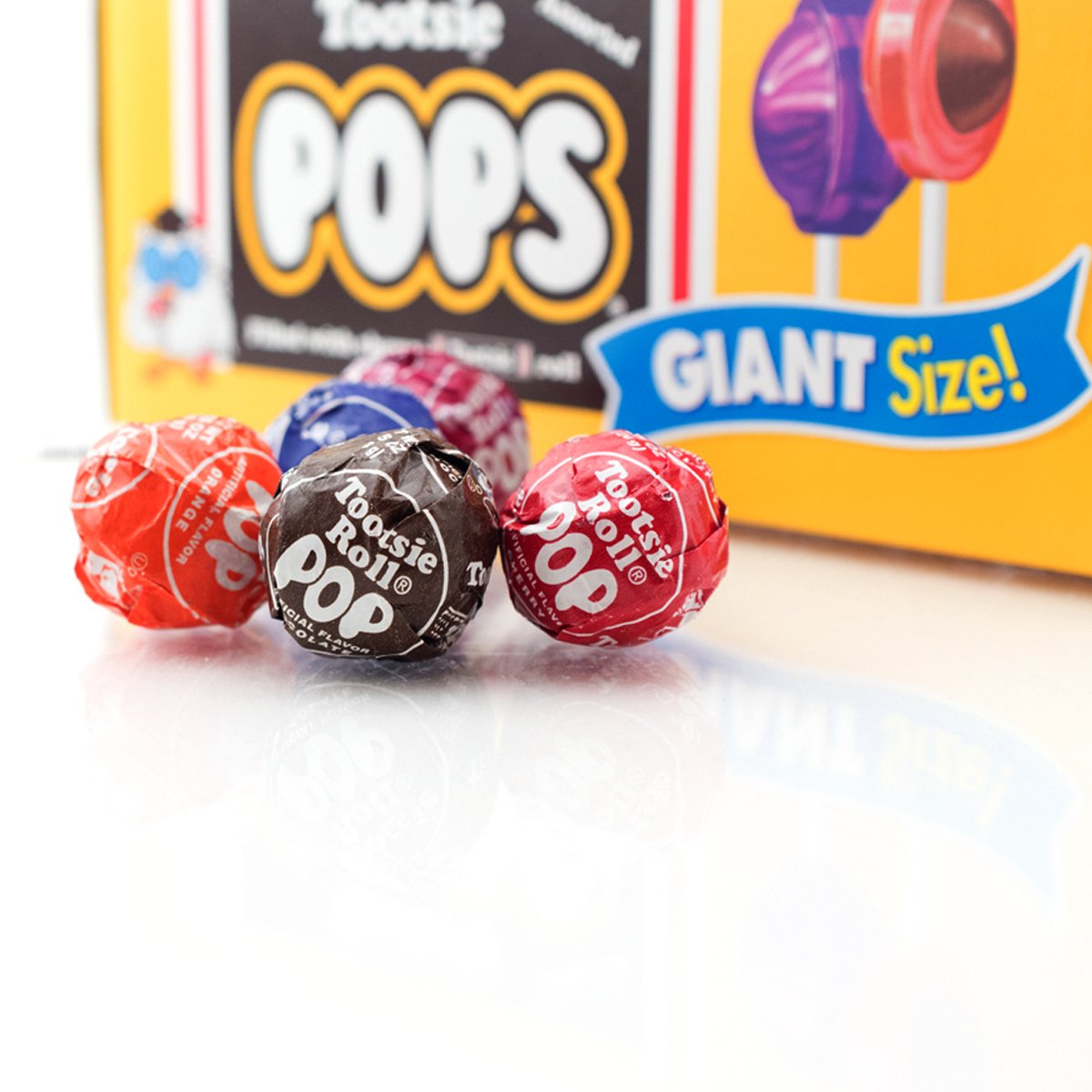 Tootsie Roll center highlights chewy texture and lasting bite in each pop.
