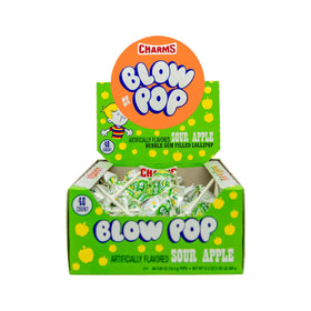 Tootsie Roll Charms Blow Pop Sour Apple, ideal for gift bags and snack stations.