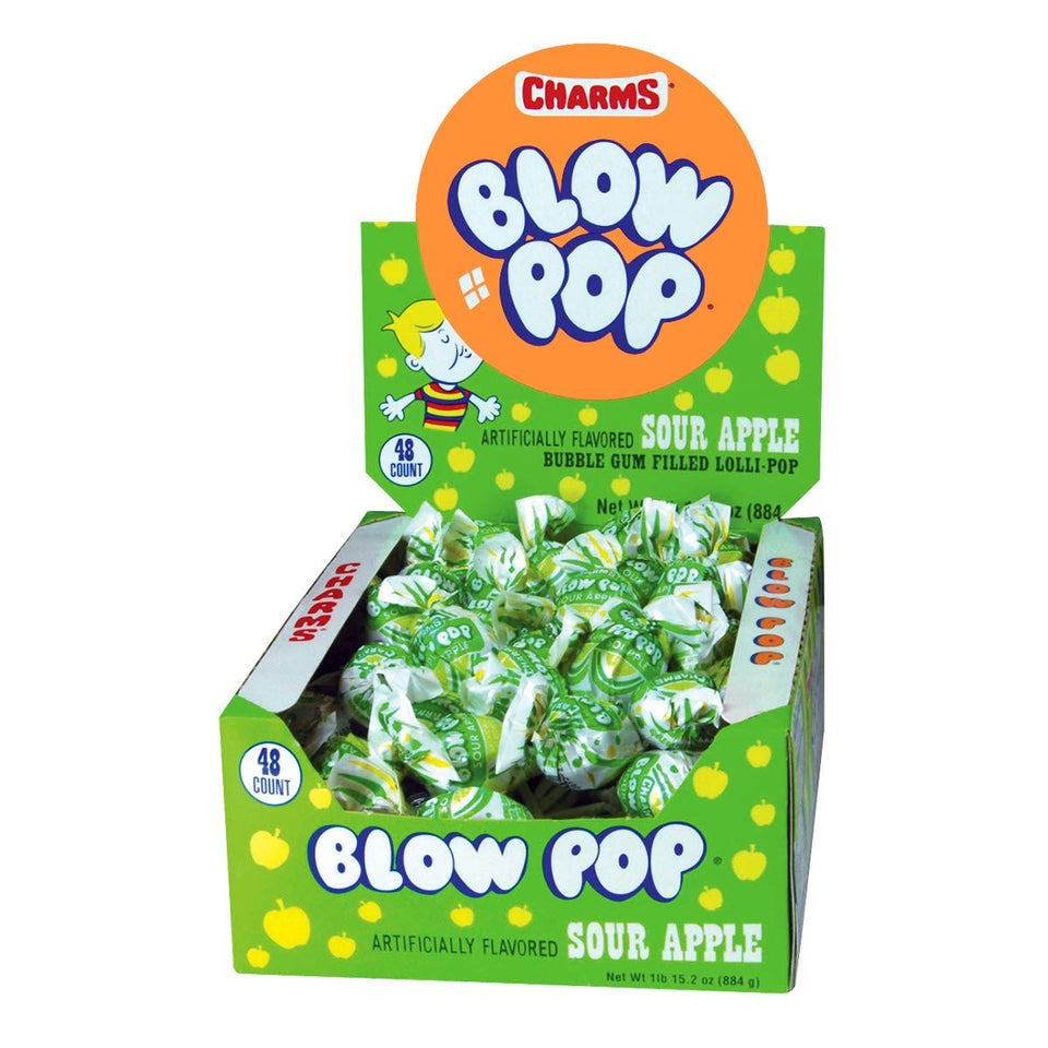 Tootsie Roll Charms Blow Pop Sour Apple individually wrapped for on-the-go snacking and freshness.
