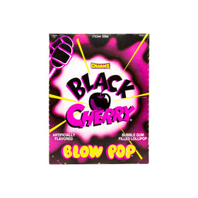 Tootsie Roll Charms Blow Pops hard candy shell promotes a playful two-in-one treat.