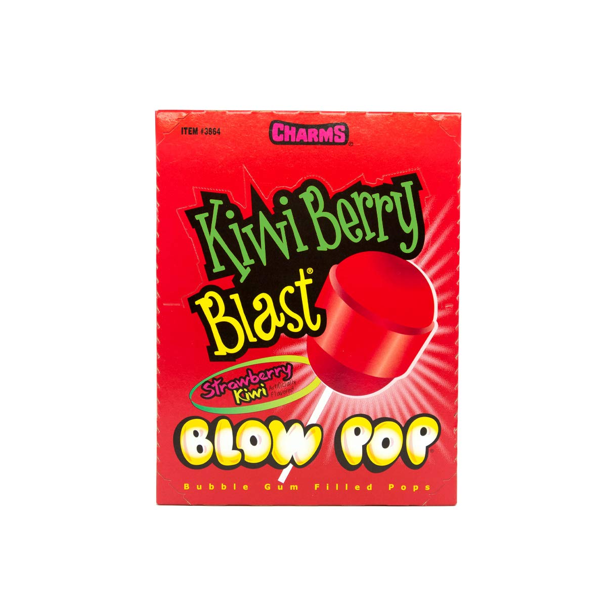 Charms Blow Pops Kiwi Berry Blast bag close-up, highlighting individually wrapped freshness.