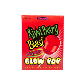 Charms Blow Pops Kiwi Berry Blast bag close-up, highlighting individually wrapped freshness.