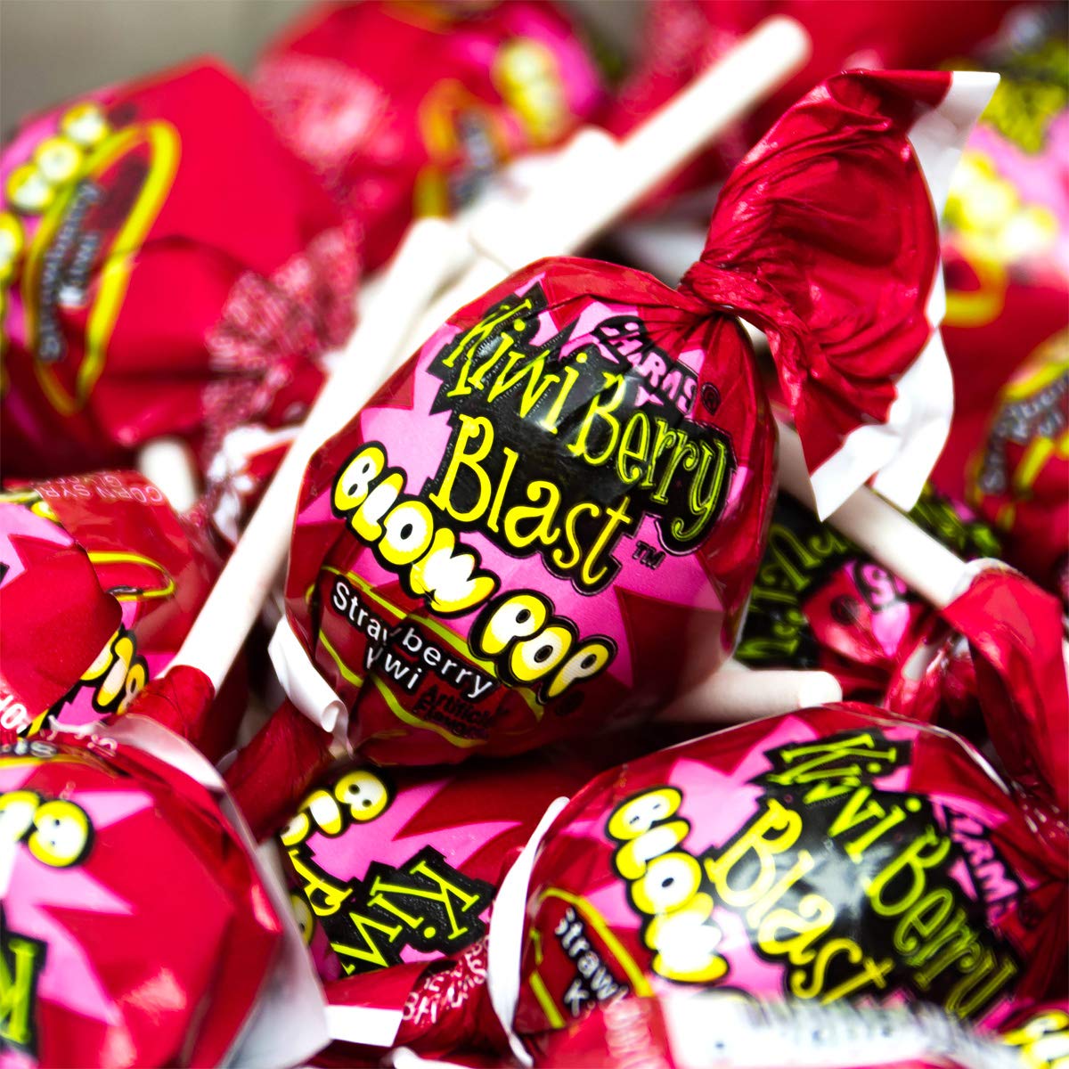 Charms Blow Pops packaging shown at snack time, ideal for lunchboxes.