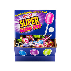 Tootsie Roll Charms Blow Pops candy shell close-up highlights fruity flavor and gum center