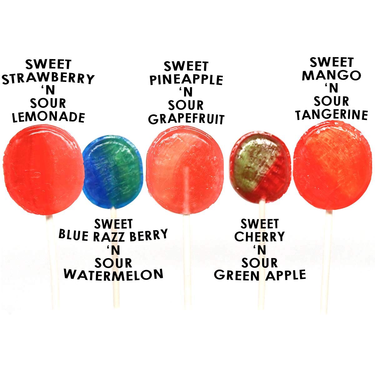 Tootsie Roll Charms Pops assorted flavors showcase five sweet and sour options