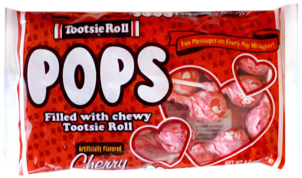 Tootsie Roll cherry pop with a playful wrapper message for on-the-go snacking.