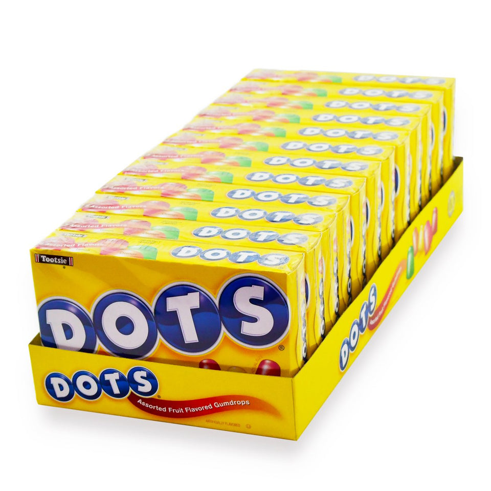 Tootsie Roll DOTS holiday pack box, colorful gumdrops ready for gifting.