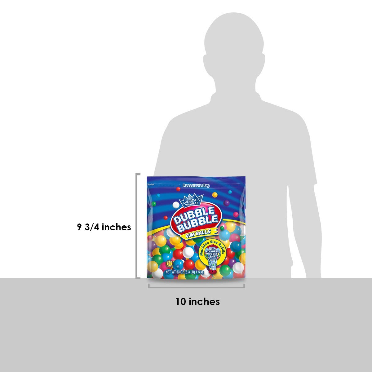 Tootsie Roll Dubble Bubble gumballs 53-ounce bag for long-lasting refills.