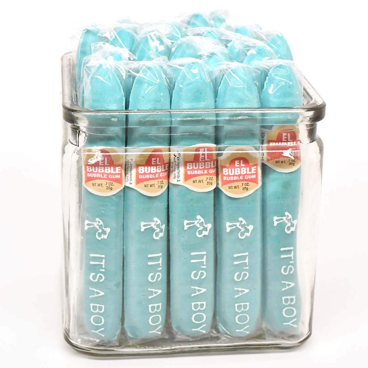 Tootsie Roll Dubble Bubble It's a Boy blue candy close-up highlighting kosher status.