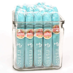 Tootsie Roll Dubble Bubble It's a Boy blue candy close-up highlighting kosher status.