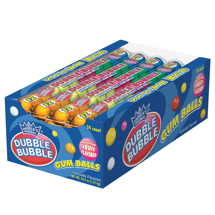 Tootsie Roll Dubble Bubble tubes in bright assorted fruit colors for sharing