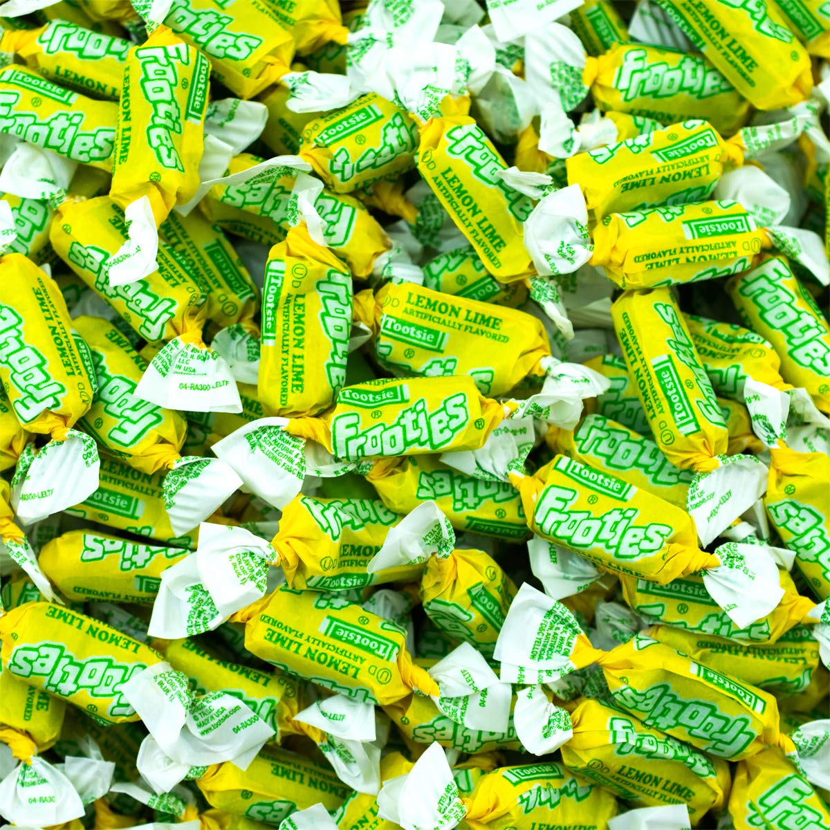 Tootsie Roll Frooties Lemon Lime bag back showing 360 piece count for bulk planning