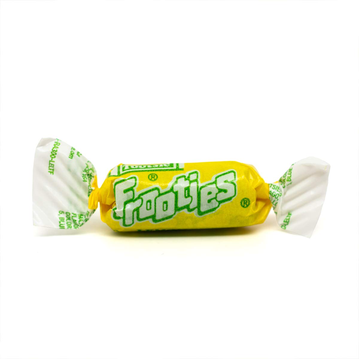 Tootsie Roll Frooties Lemon Lime closeup of yellow green wrappers ready to snack