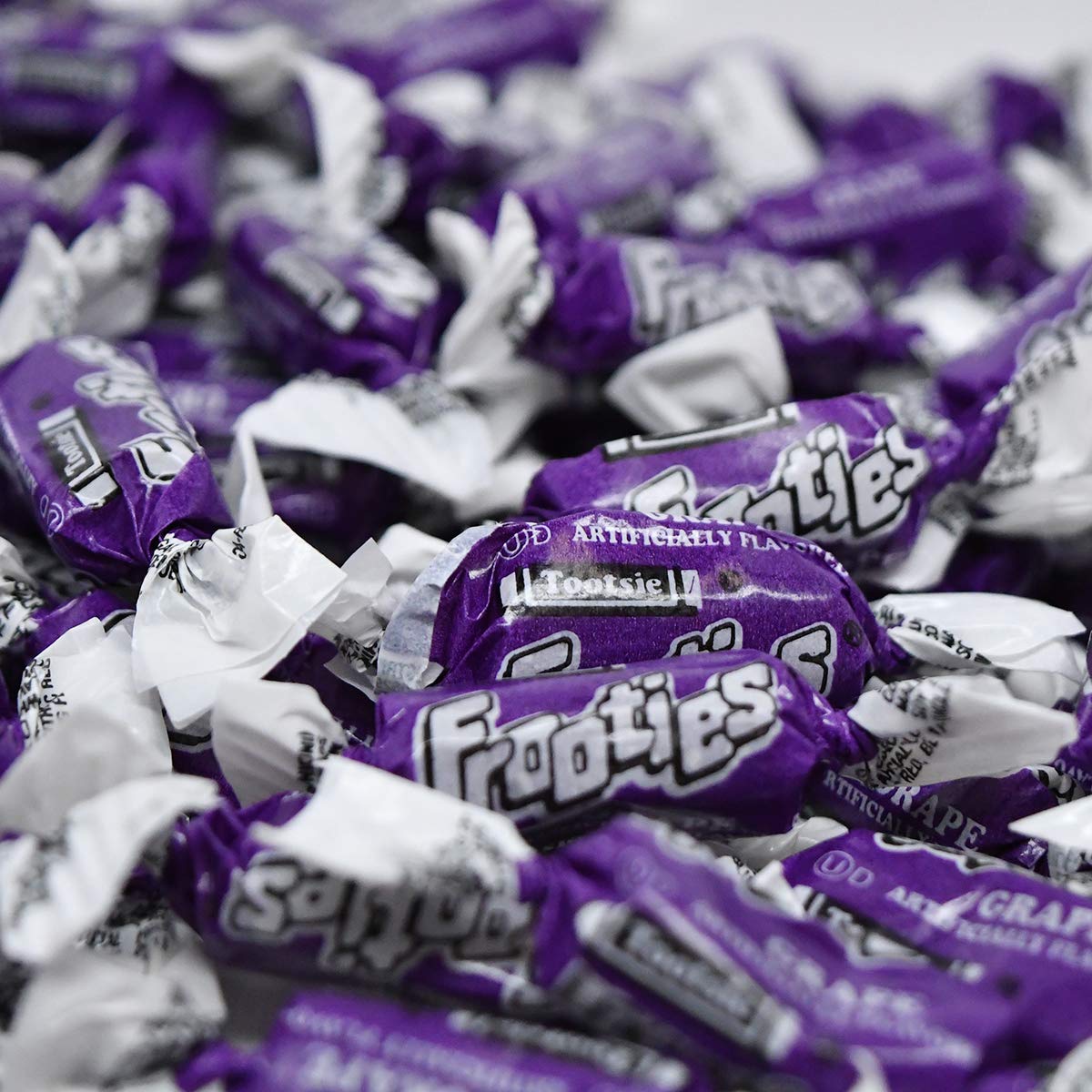 Tootsie Roll Frooties party display with grape flavor, great for events.
