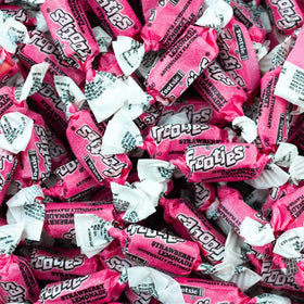 Tootsie Roll Frooties Strawberry Lemonade bag back showing ingredients and USA-made quality.
