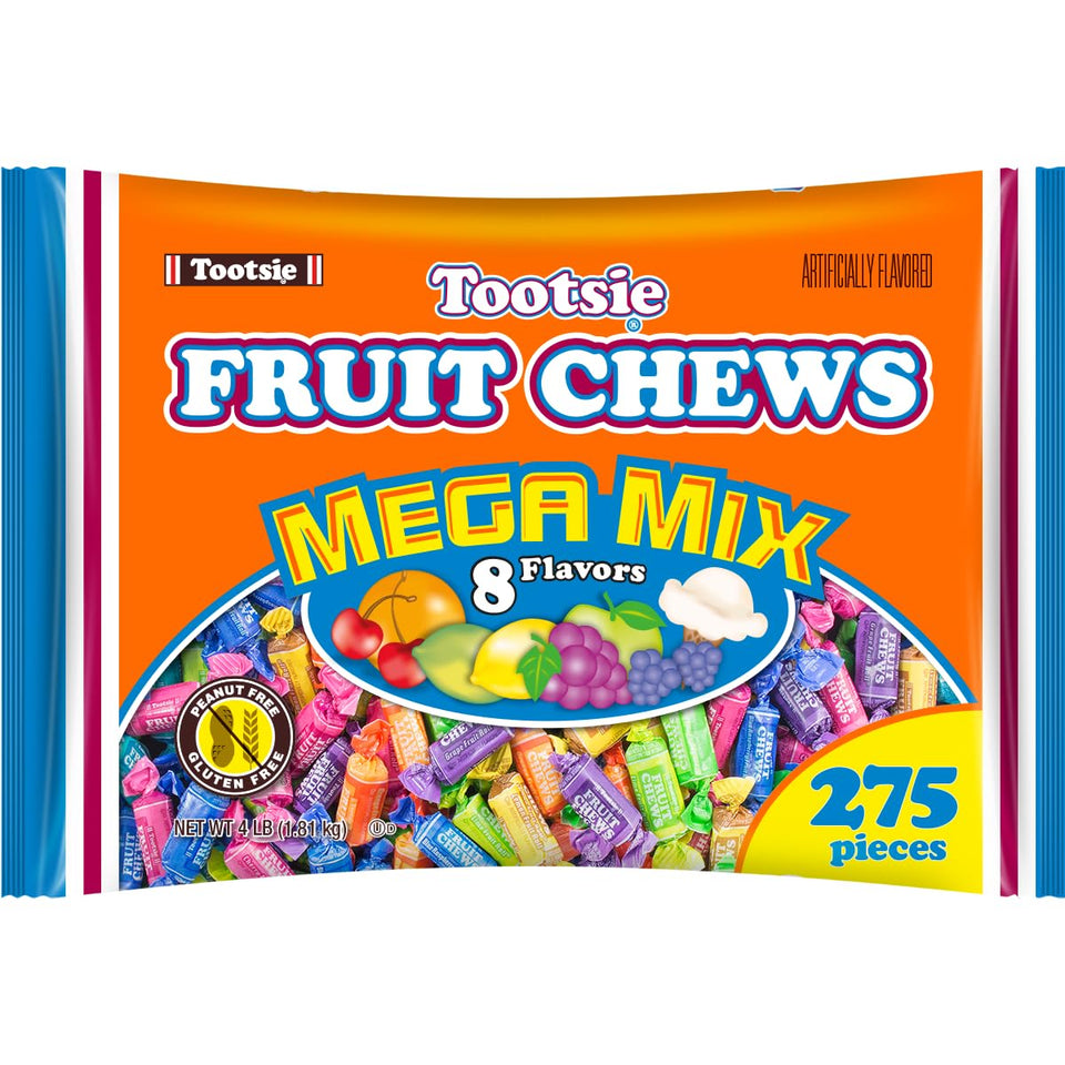 Tootsie Roll Fruit Chews Mega Mix 4 lb bag with assorted flavors for gatherings
