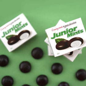Tootsie Roll Junior Creamy Mints boxes closeup, convenient mini boxes for sharing.