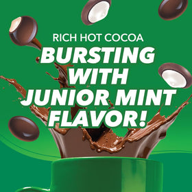 Tootsie Roll Junior Mints hot chocolate pod pack view for pantry-ready minty cocoa supply.