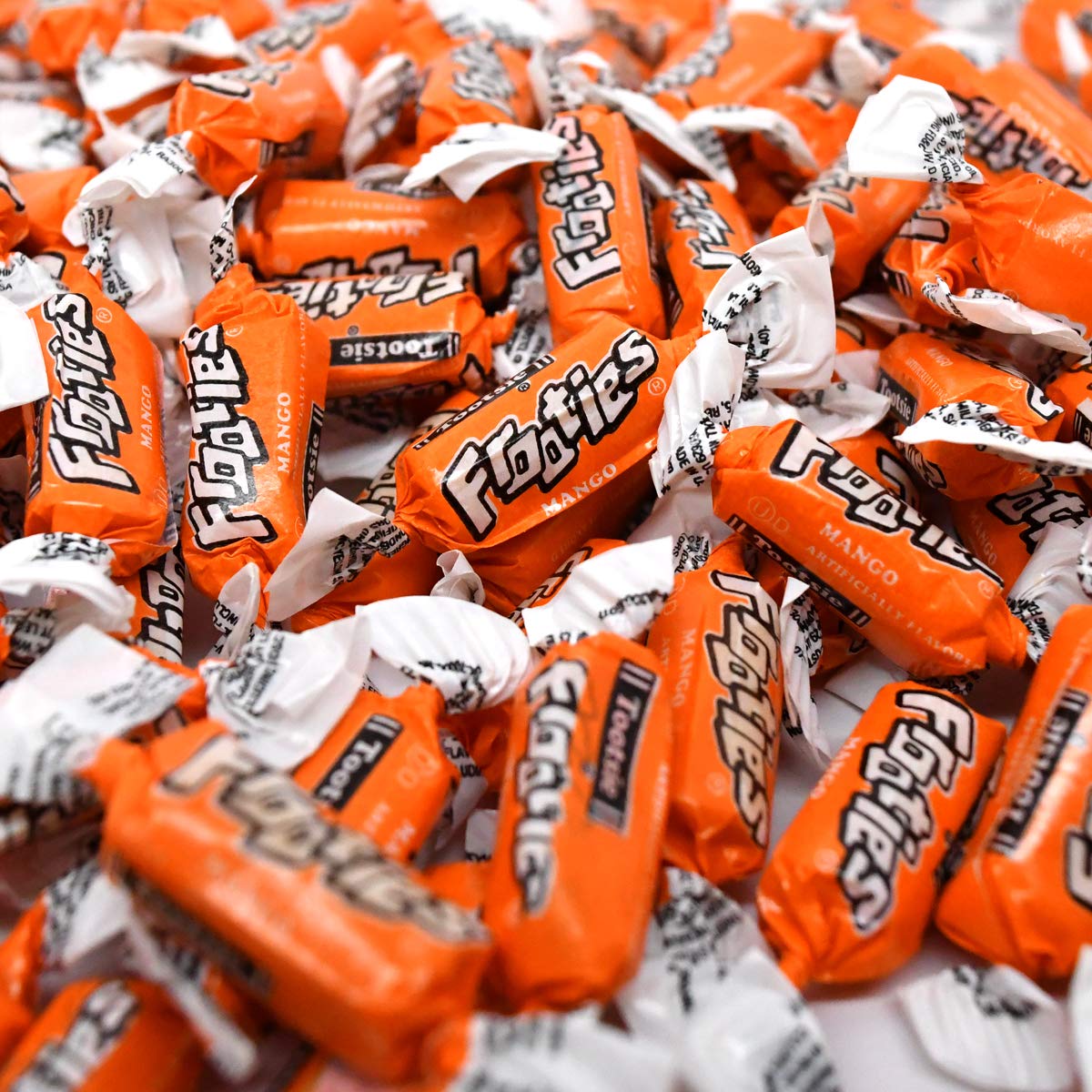Halloween display featuring Mango Frooties in orange wrappers