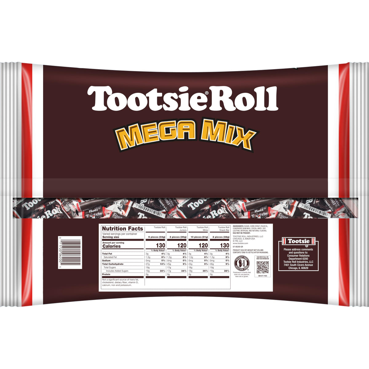 Tootsie Roll Mega Mix packaging close-up highlighting foil freshness