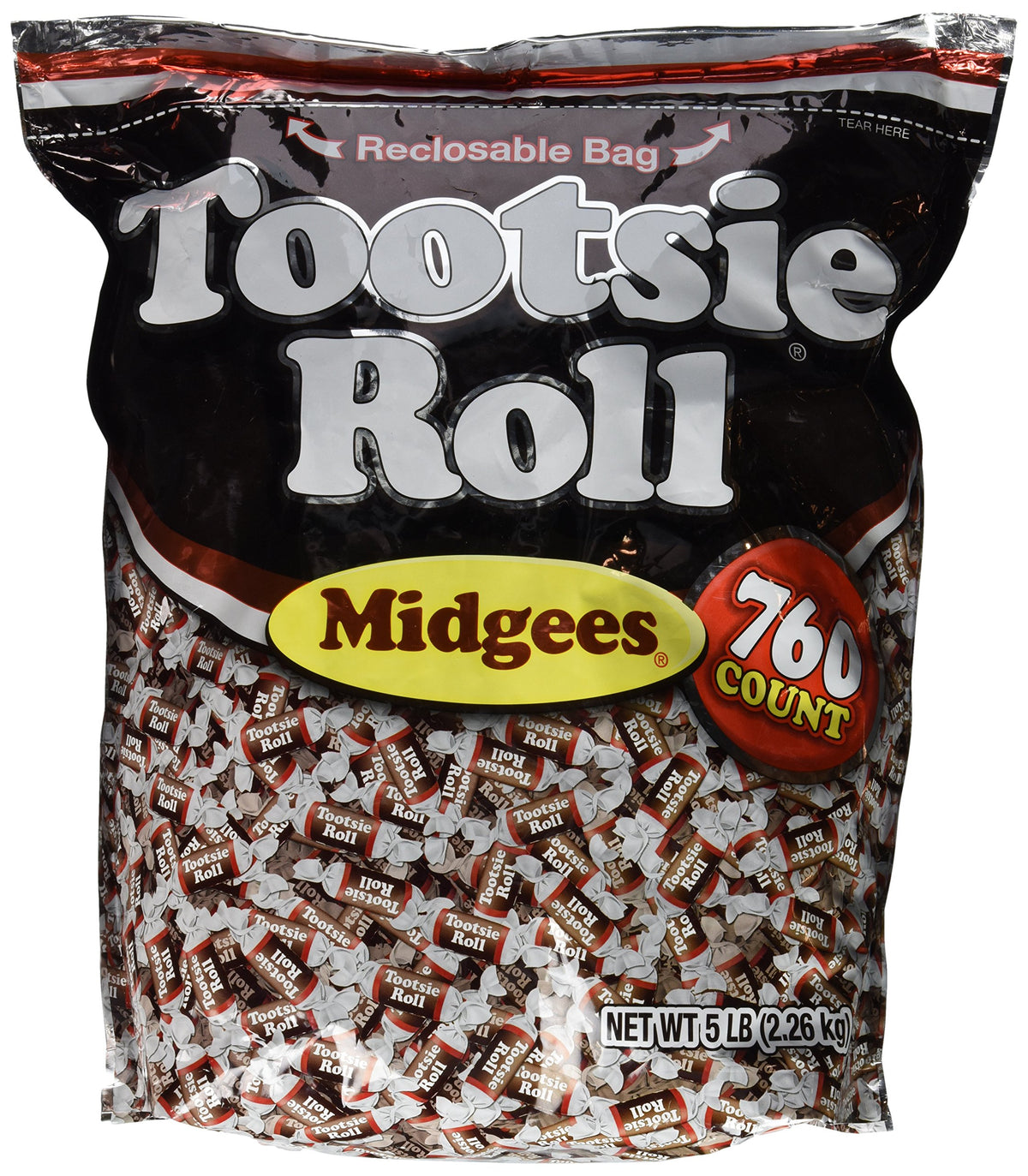 Tootsie Roll Midgees 5 lb bag ready for sharing at Halloween and parties.