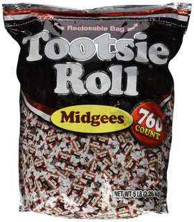 Tootsie Roll Midgees 5 lb bag ready for sharing at Halloween and parties.