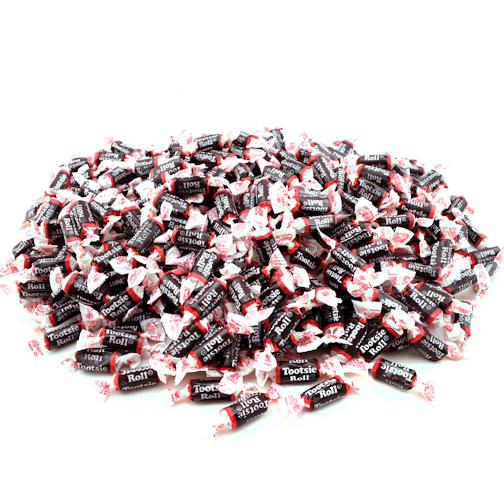 Tootsie Roll Midgees close-up showing chewy chocolate texture.