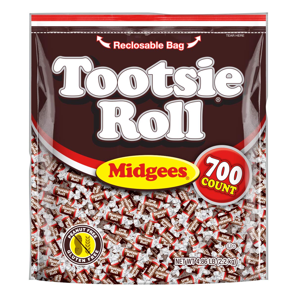 Tootsie Roll Midgees front bag display for party guests.
