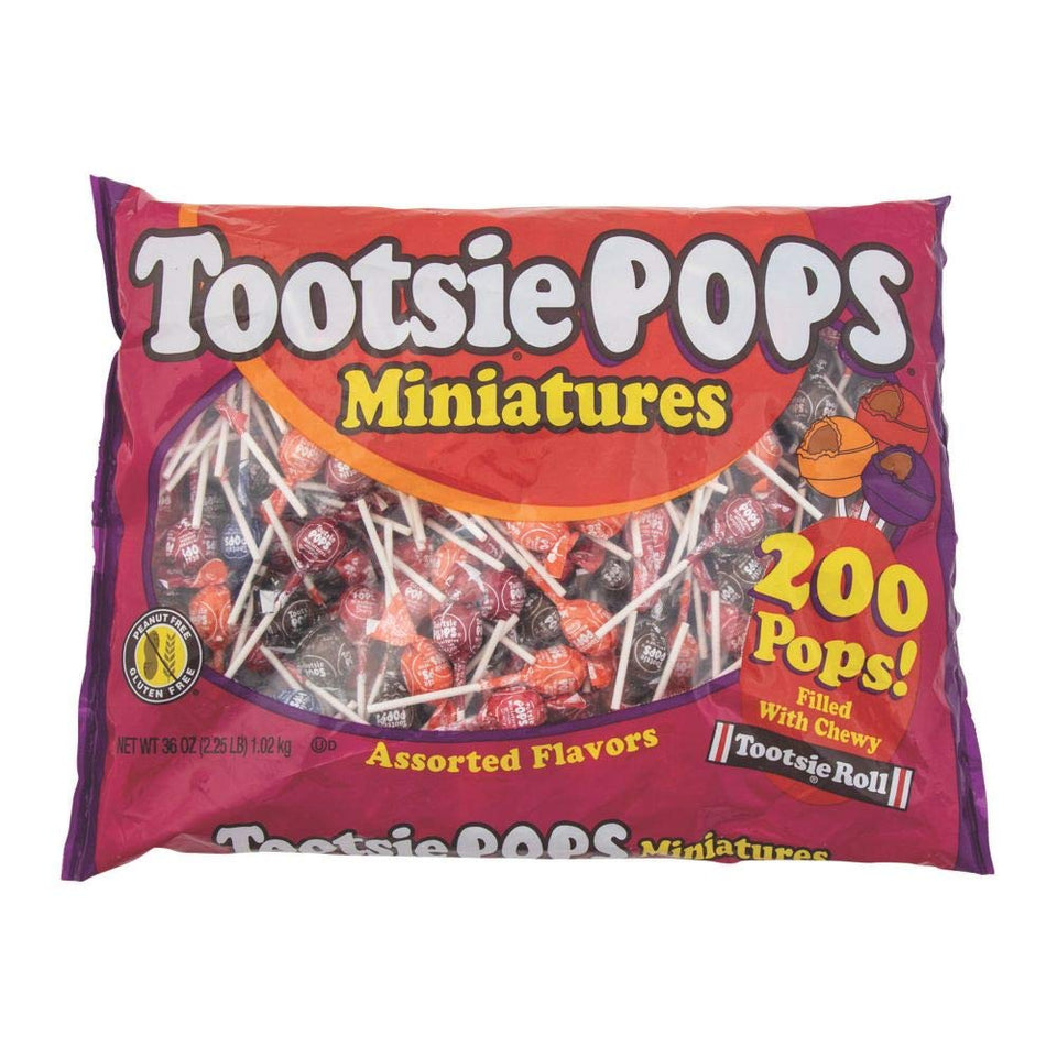 Tootsie Roll miniature pops on sticks, perfect for goody bags and party favors.