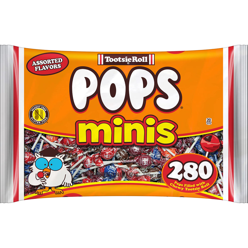 Tootsie Roll Pops display bag with miniatures for party favorites.