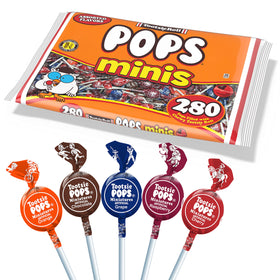 Assorted Tootsie Roll Pops flavors showcase five fruity options.