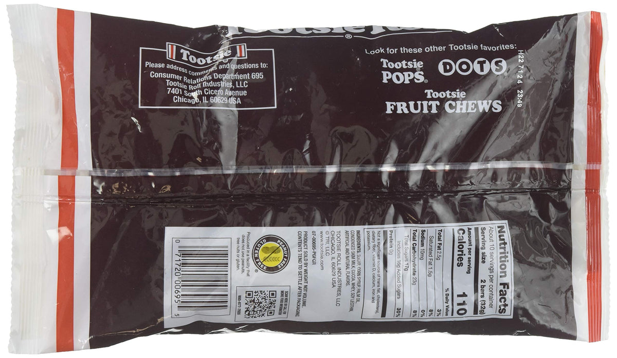 Tootsie Roll Snack Bars close-up of bars, showcasing chewy texture and chocolate flavor, great for lunchboxes.