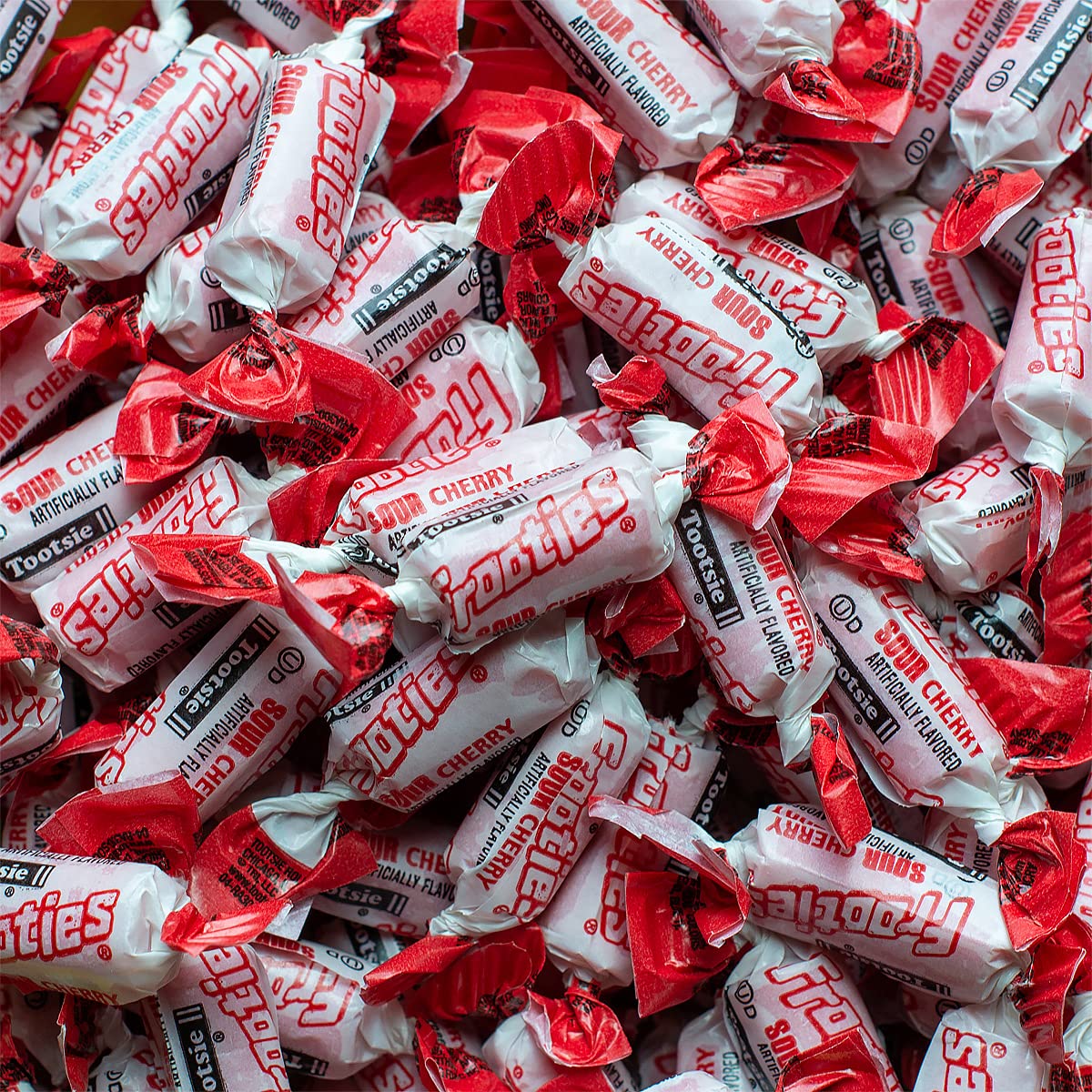 Chewy texture of Tootsie Roll Sour Frooties Sour Cherry