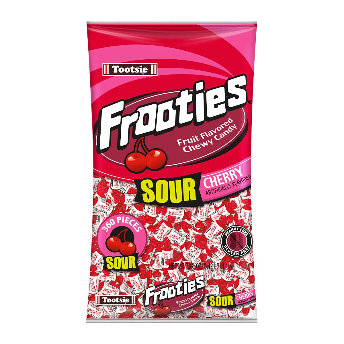 Tootsie Roll Sour Frooties Sour Cherry bag with 360 pieces for sharing