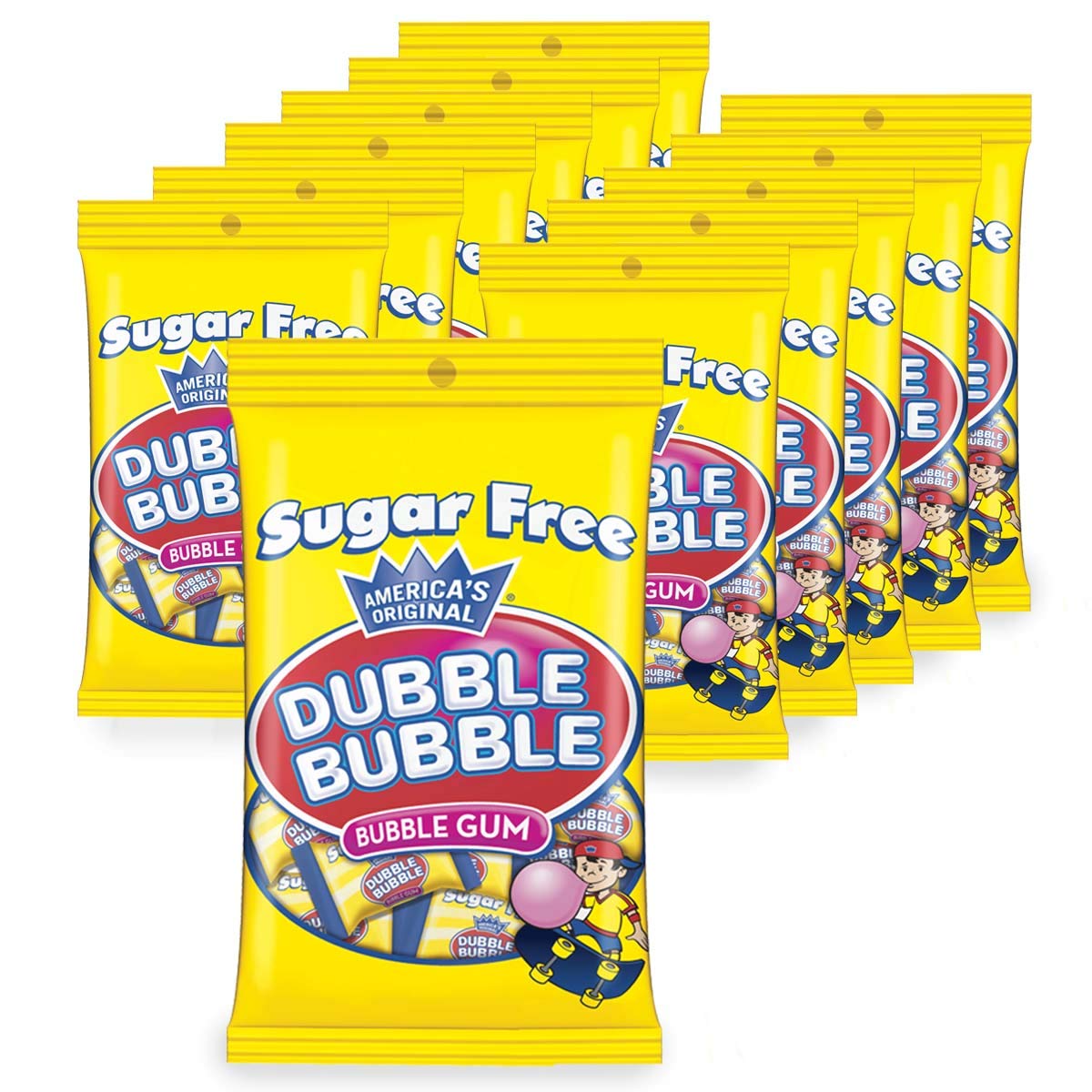 Tootsie Roll Sugar Free Dubble Bubble chunk closeup shows chewy texture and classic flavor