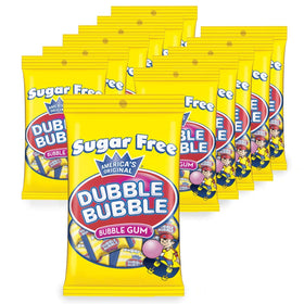 Tootsie Roll Sugar Free Dubble Bubble chunk closeup shows chewy texture and classic flavor