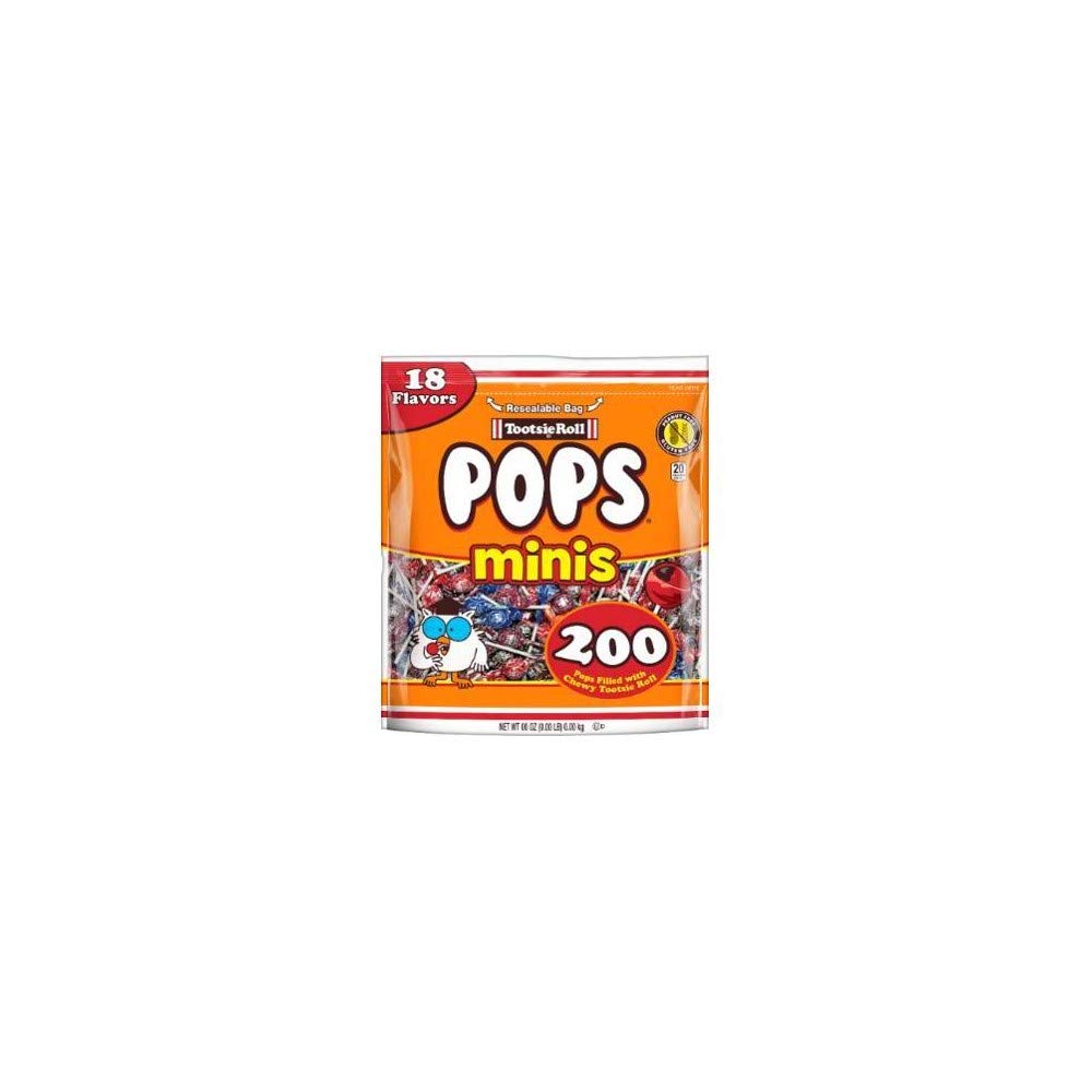 Tootsie Pops Minis 200ct bag with resealable closure for convenient snacking.