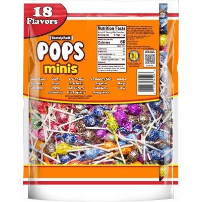 Tootsie Pops Minis closeup reveals colorful swirls and lunchbox-friendly candy.