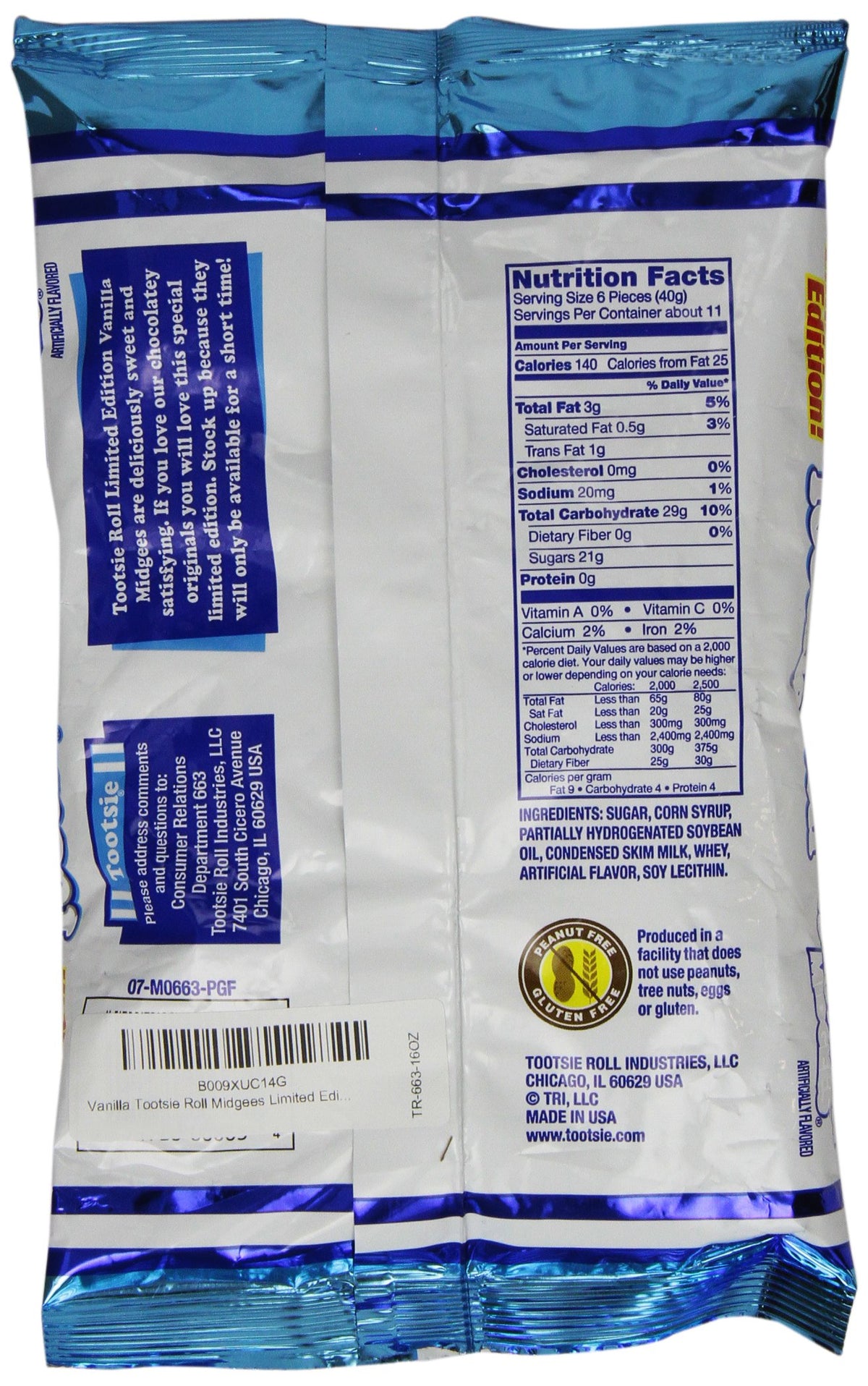 Tootsie Roll Vanilla Midgees close-up, chewy texture and creamy vanilla taste