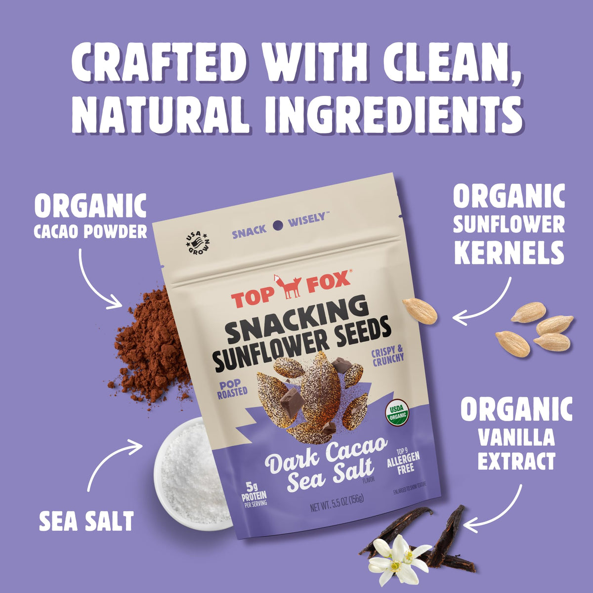 Top Fox shell-free sunflower seeds snack ready in a pack for mess-free eating