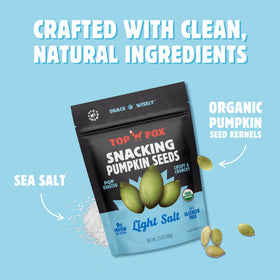 Top Fox Snacks pop-roasted pumpkin seeds deliver crisp, bold crunch.