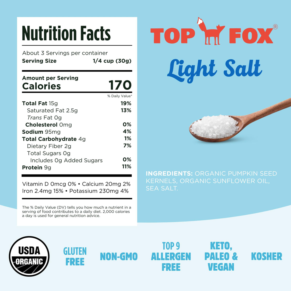 Top Fox Snacks gluten-free, vegan-friendly protein snack option.