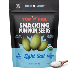 Top Fox Snacks pumpkin seeds light salt 6-pack, crunchy and protein-rich.