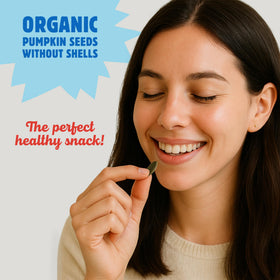 Top Fox Snacks shell-free pumpkin seeds for on-the-go snacking.
