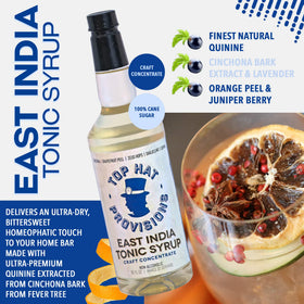 Top Hat East India Tonic Syrup 2-pack on shelf for quick replenishment.