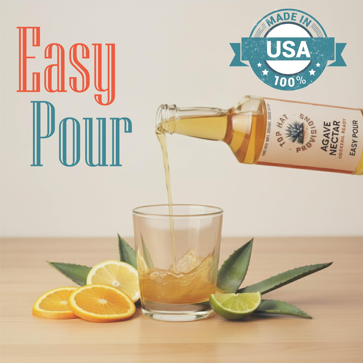 Top Hat Provisions Agave Nectar mocktail setup with fresh lemons.