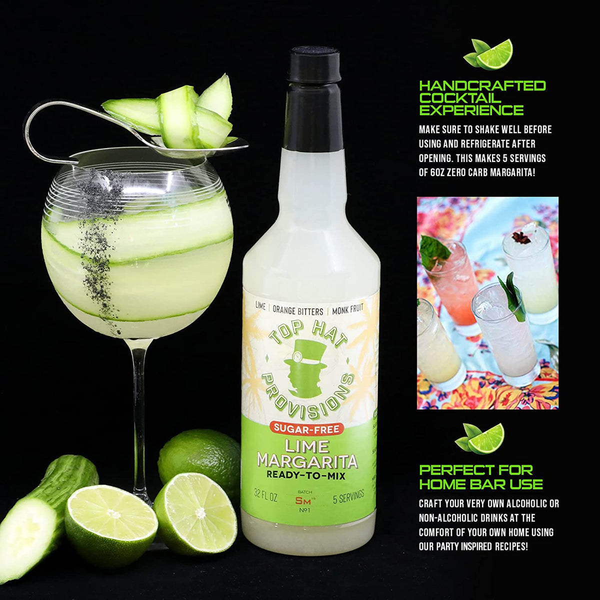 Top Hat Provisions Back-of-bottle recipe ideas for margaritas
