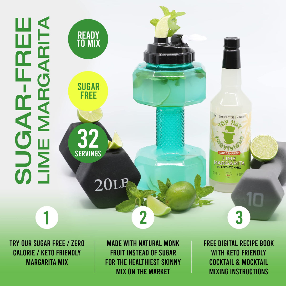 Top Hat Provisions Margarita mix ingredients close-up showing natural lime flavors